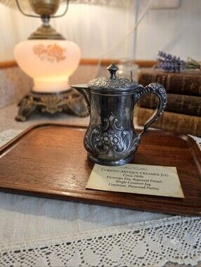 ​Antique Meriden Quadruple Silver Plate Ornate Pitcher | Victorian Repoussé